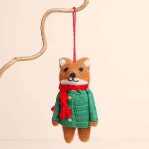Festive Felt Fox Hanging Decoration