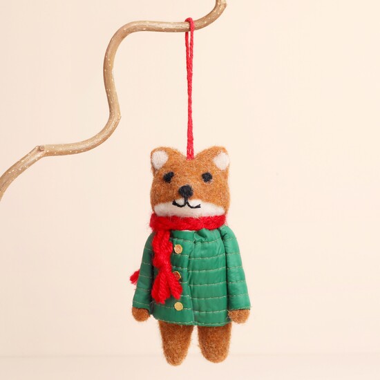 Festive Felt Fox Hanging Decoration