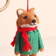 Close Up of Festive Felt Fox Hanging Decoration