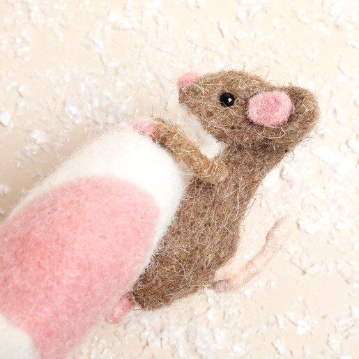 Felt Festive Lollipop Mouse Ornament