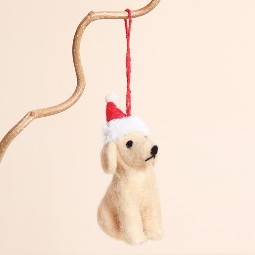 Festive Santa Hat Felt Dog Hanging Decoration Festive Santa Hat Felt Dog Hanging Decoration