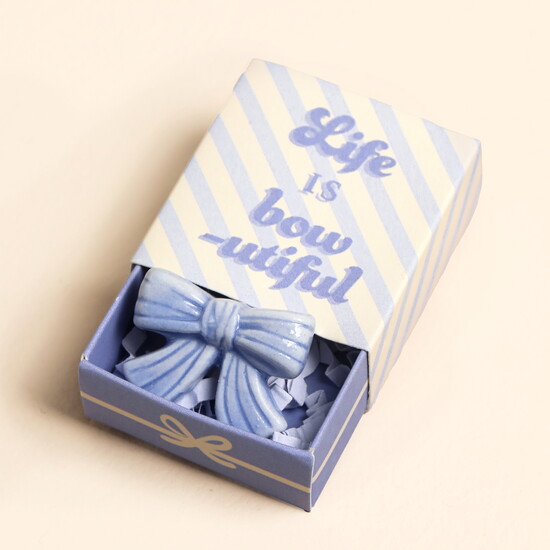 Tiny Matchbox Ceramic Bow Token