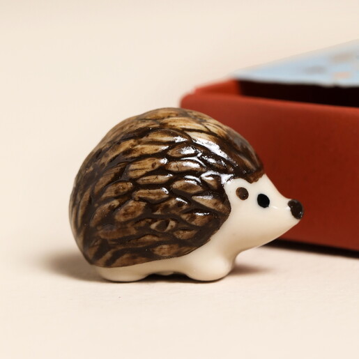Tiny Matchbox Ceramic Hedgehog Token
