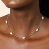 Model Wearing Stainless Steel Pearl Snakechain Necklace in Gold