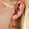 Cherry Bow Enamel Huggie Hoop Earrings in Gold