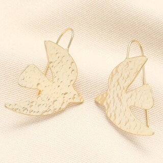 Hammered Dove Drop Earrings in Gold
