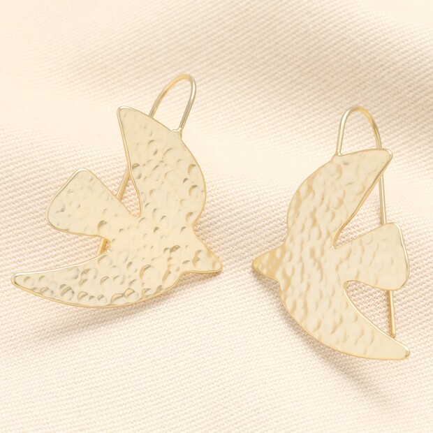 Hammered Dove Drop Earrings in Gold Hammered Dove Drop Earrings in Gold