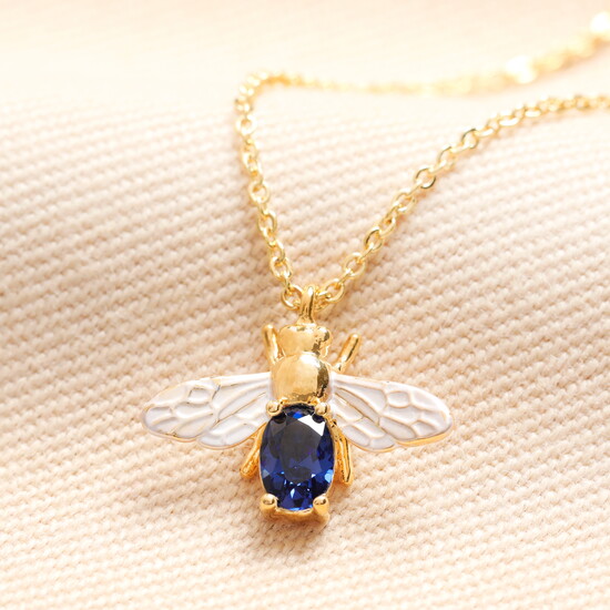 Mixed Metals December Birthstone Bee Pendant Necklace in Gold