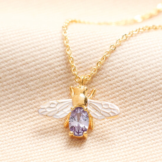Mixed Metals June Birthstone Bee Pendant Necklace in Gold
