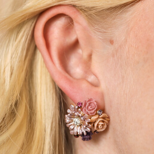 Purple Flower Bouquet Stud Earrings