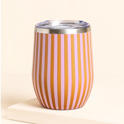 Orange and Pink Striped Insulated Travel Mug
