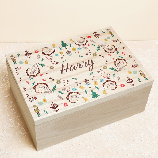 Top of box Top of Personalised Nutcracker Wooden Christmas Eve Box