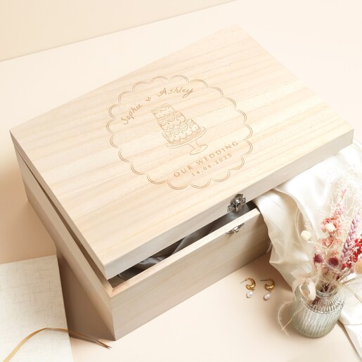 Personalised Wedding Wooden Hamper Box
