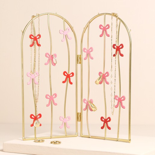 Pink and Red Bow Metal Folding Jewellery Stand
