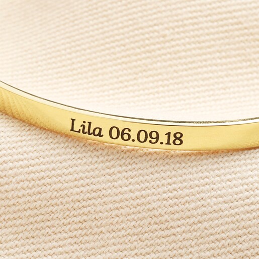 Personalised Sterling Silver Flat Open Torque Bangle in Gold Personalised Sterling Silver Flat Open Torque Bangle in Gold