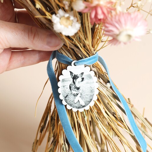 Personalised Photo Wedding Bouquet Token and flowers