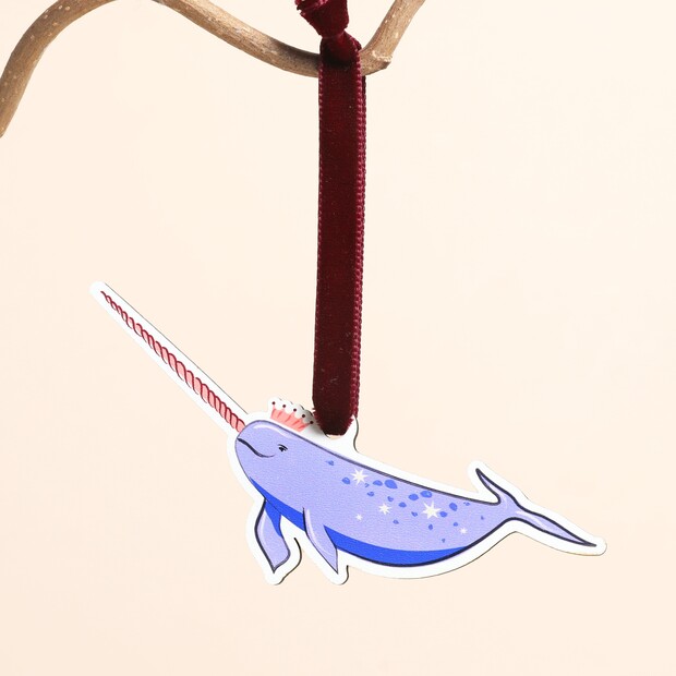 Wooden Narwhal Spirit Animal Hanging Decoration Wooden Narwhal Spirit Animal Hanging Decoration
