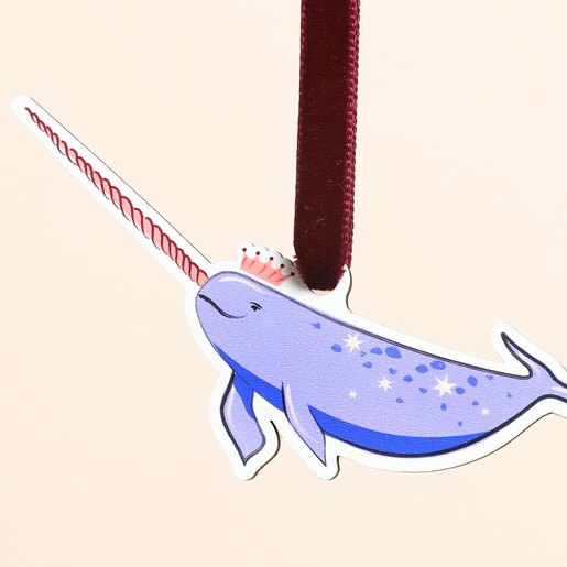 Wooden Narwhal Spirit Animal Hanging Decoration