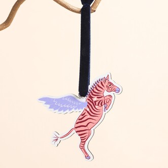 Wooden Zebra Spirit Animal Hanging Decoration
