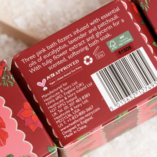 Ingredients for Heathcote & Ivory Bath Fizzer Cracker Set