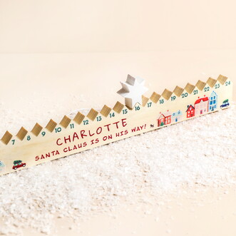 Personalised Festive Town Wooden Christmas Advent Countdown
