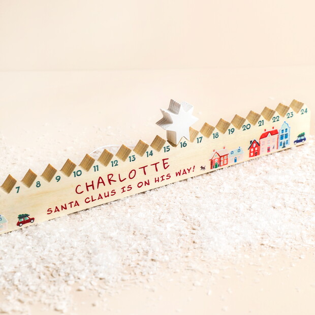 Personalised Festive Town Wooden Christmas Advent Countdown Personalised Festive Town Wooden Christmas Advent Countdown