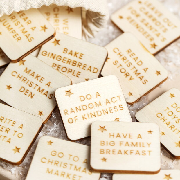 Wooden Christmas Countdown Advent Tokens