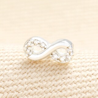 Stainless Steel Crystal Infinity Piercing Earring in Silver
