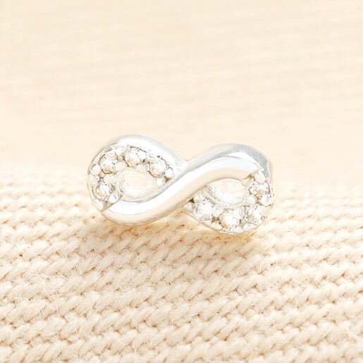 Sterling Silver Crystal Infinity Piercing Earring