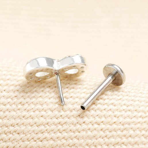 Sterling Silver Crystal Infinity Piercing Earring