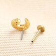 Close of of back of Crystal Star and Moon Piercing Earring in Silver