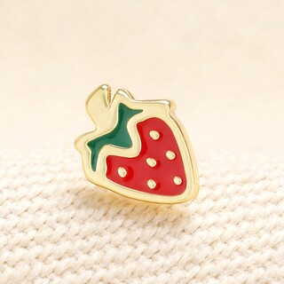 Stainless Steel Enamel Strawberry Piercing Earring