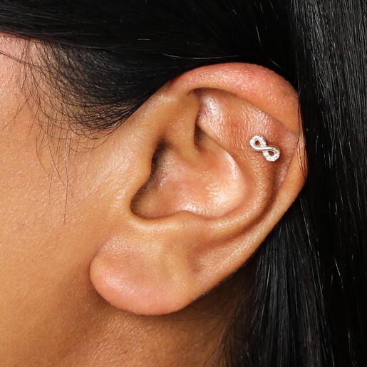 Sterling Silver Crystal Infinity Piercing Earring