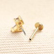 Close up of back of Sterling Silver Double Lilac Crystal Piercing Earring in Gold