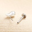 Back view of Stainless Steel Teardrop Piercing Earring in Silver