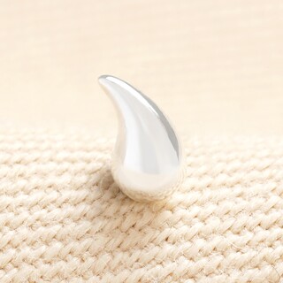 Stainless Steel Teardrop Piercing Earring in Silver