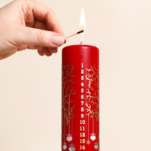 Ivyline Advent Tree Pillar Candle in Red