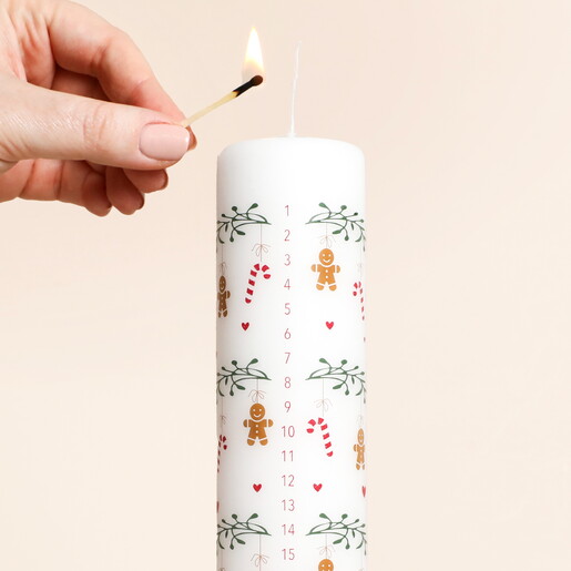 Ivyline Candy Cane Gingerbread Pillar Advent Candle