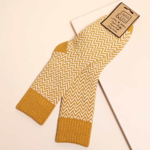 Jess & Lou Gold Herringbone Women's Socks