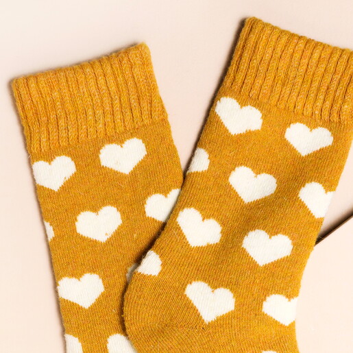 Jess & Lou Gold Heart Ribbed Socks