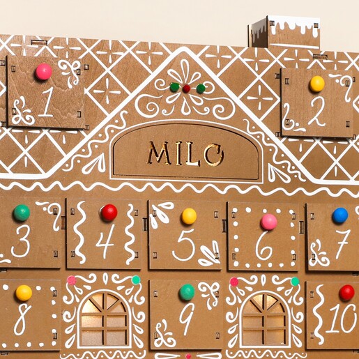 Close Up of Personalisation on Personalised Fill Your Own Colour Pop Gingerbread Advent Calendar