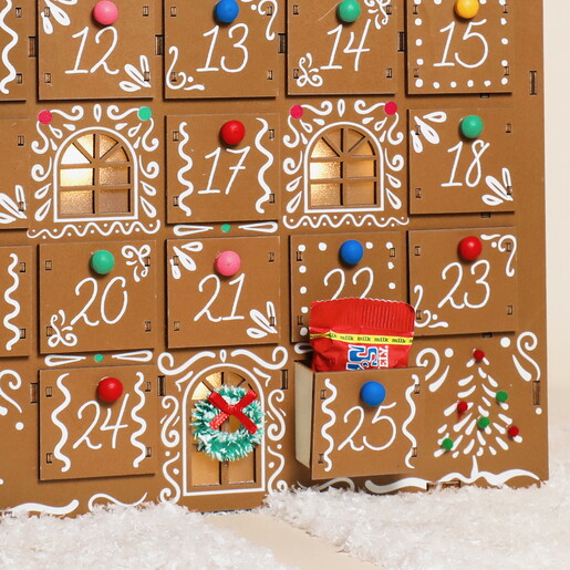 Personalised Colour Pop Wooden Gingerbread House LED Advent Calendar