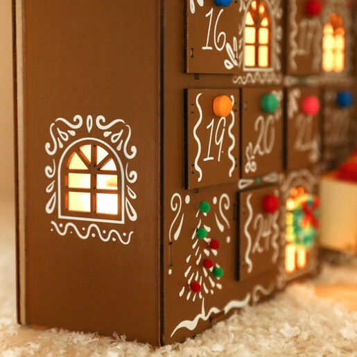 Personalised Colour Pop Wooden Gingerbread House LED Advent Calendar