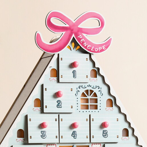 Close Up of Personalised Fill Your Own Ski Chalet Advent Calendar