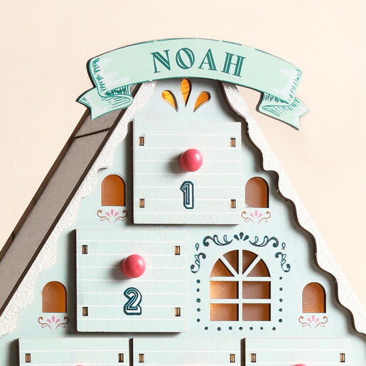 Close Up of Personalised Fill Your Own Ski Chalet Advent Calendar