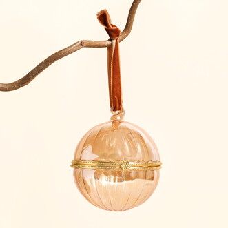 Amber Glass Gold Secret Opening Bauble