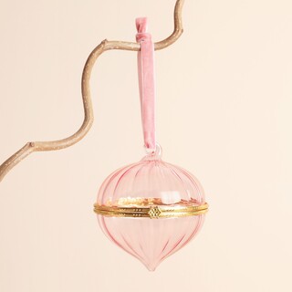 Pink Glass Gold Secret Opening Bauble