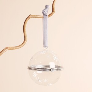 Snowflake Glass Silver Secret Opening Bauble