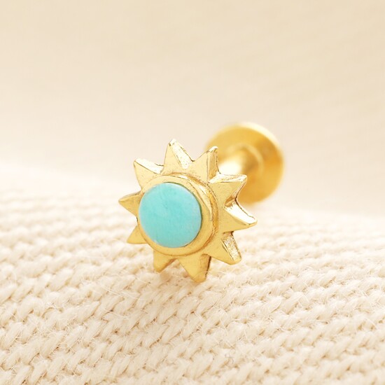 Sterling Silver Blue Sun Piercing Earring