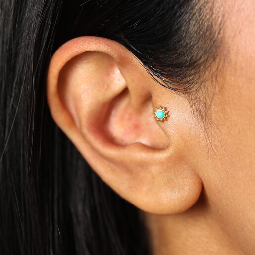 Sterling Silver Blue Sun Piercing Earring